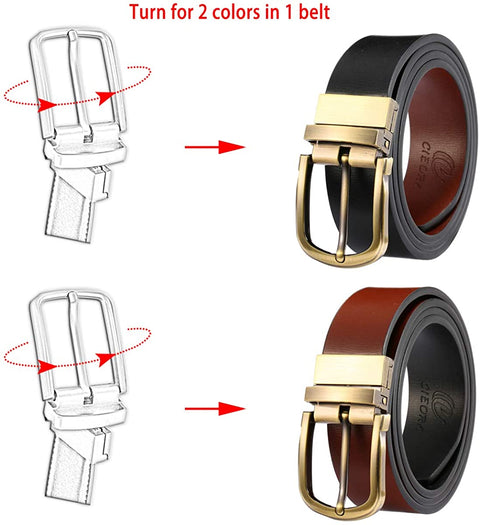 Men's Belt, CIEORA Leather Reversible Belt for Mens Dress Casual Work 1 3/8" Wide with Gift Box(One Piece)