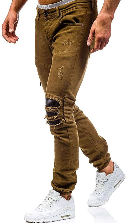 Men's Washed Jeans Hole Trousers Cotton Casual Fashion Pants