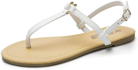 SANDALUP Thong Flat Sandals with Ring Metal Buckle for Women Summer