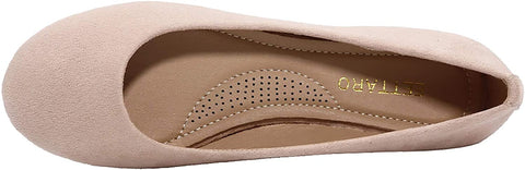 EETTARO Women's Classic Round Toe Ballet Flats Leather Low Heel Loafers Comfort Slip On Ballerina Flat Shoes