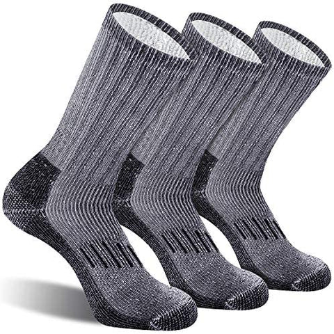 CelerSport Men's Hiking Socks with Full Cushioned Warm Thermal Crew Winter Boot Socks (3 Pairs)