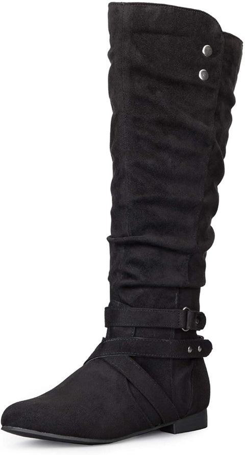 mysoft Women's Knee High Boots Flat Warm Winter Boots with Side Zipper