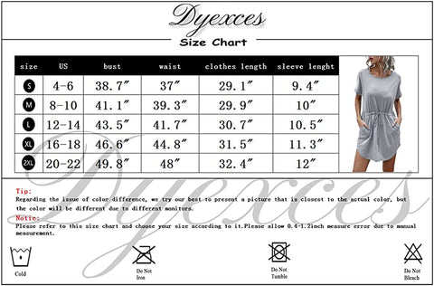Dyexces Womens Dresses Tshirts Dress Summer Dresses Tunic Short Sleeve Crewneck Midi Dress with Pockets