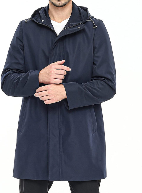 Men's Trench Coat AIYIMEI Windbreaker Jacket Men Waterproof Jacket Men's Slim Fit Long Overcoat