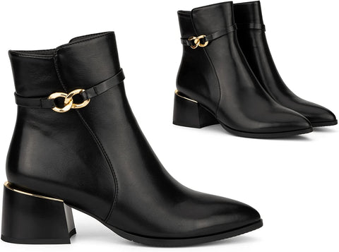 Torgeis Women’s Mindy Fashion Supple faux leather, Pull-on Lug Boots, Pointed, Rubber Outsole