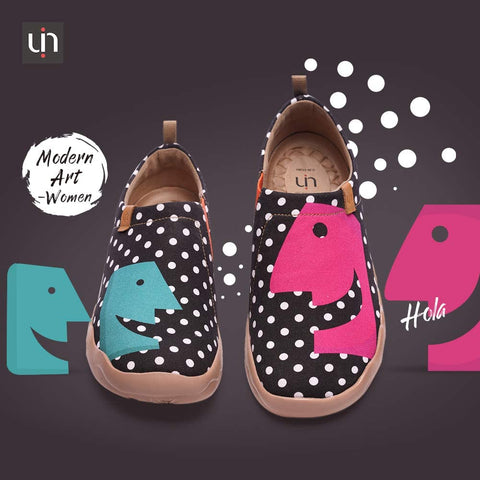 UIN Women's Men's Daily Slip Ons Flats Casual Sneakers Lightweight Painted Canvas Family Walking Loafers Hola
