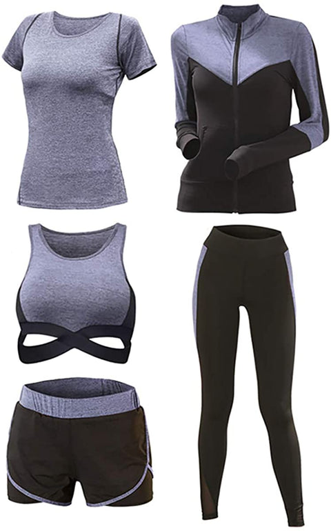 Women's Yoga Gym Suit - 5pcs Set