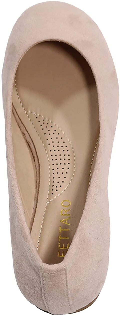 EETTARO Women's Classic Round Toe Ballet Flats Leather Low Heel Loafers Comfort Slip On Ballerina Flat Shoes