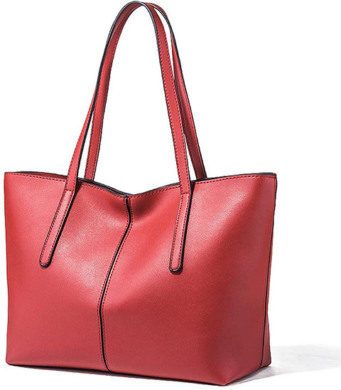Meobvg Tote Handbags for Women Large PU Leather Bucket Purses Soft Waterproof Shoulder with Zippers Work Daily Bag