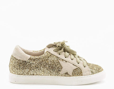 Womens Fashion Star Sneakers Lace Up Platform Glitter Low Top Comfort Walking Running Shoes