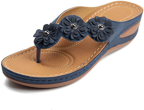 Casual Wedge Sandals for Women Comfortable Flower Clip Toe Summer Beach Sandals Fashion Ladies Bohemia Platform Dress Shoes