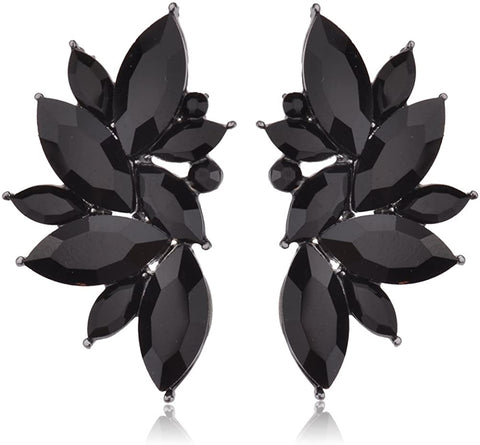 Cluster Crystal Teardrop Flower Design Stud Earrings Fine Jewelry for Women Valentines Day Gifts for Her