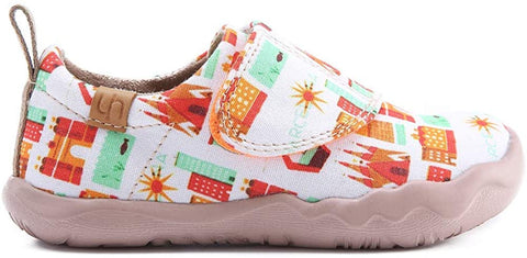 UIN Toddler Baby Shoes Art City White Painted Girl Boy's Canvas Casual Fashional Art Sneaker