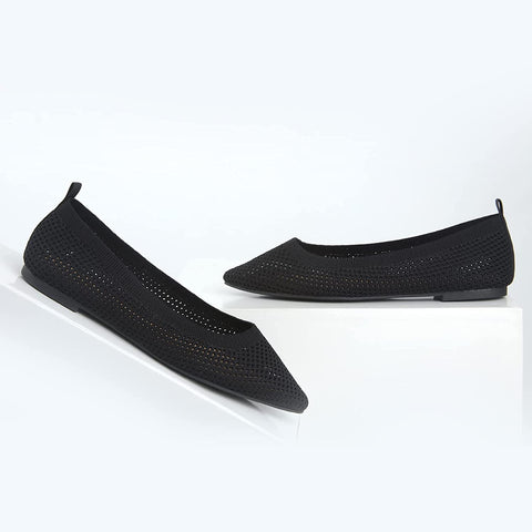 MUSSHOE Flats for Women Mesh Knit Comfortable Women's Flats Memory Foam Slip on Pointed Toe Flats Shoes Women