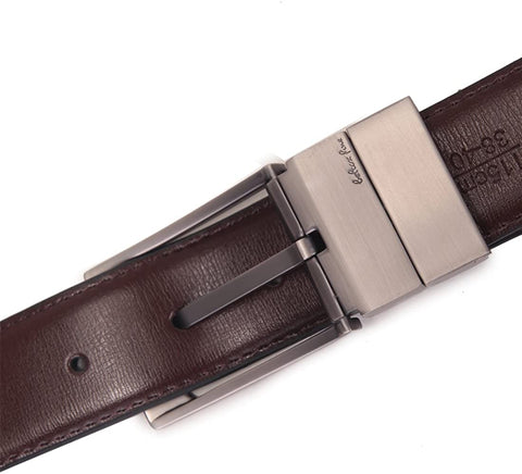Beltox Fine Men's Dress Belt Leather Reversible 1.25" Wide Rotated Buckle Gift Box (28-30, Silver Rotated Buckle)