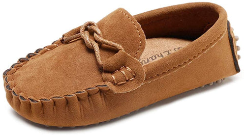 QZHIHE Toddler Loafers Little Kid Girl's Boy's Suede Slip-on Loafers Casual Flat Shoes Boat Dress Shoes