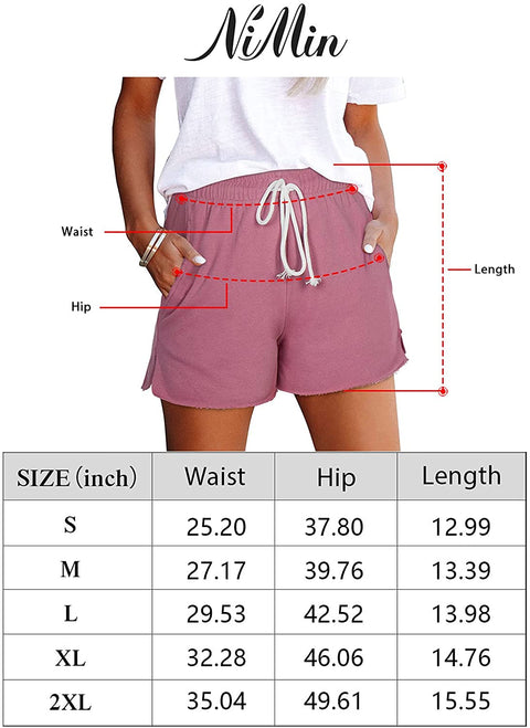 Athletic Shorts for Women Drawstring Workout Shorts Cotton Blend Casual Lounge Running Shorts with Pockets