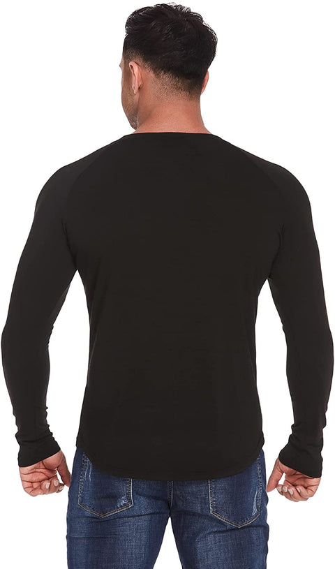 Men's 2 Pack Long Sleeve Tee Shirts Casual Henley Shirts Button T Shirts