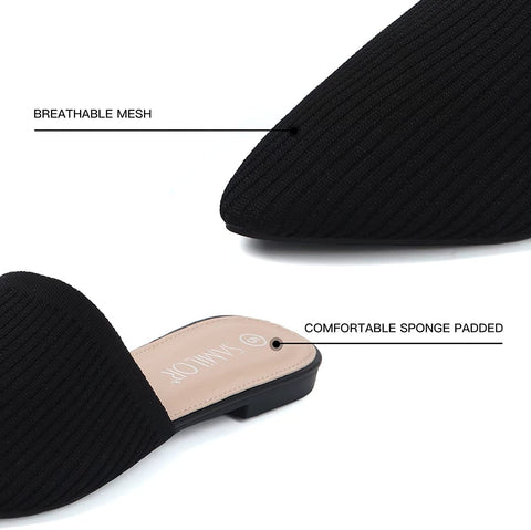 Samilor Mules for Women Slip On Pointed Toe Womens Mules Breathable Mesh Flat Mules for Women Lightweight Women's Mules & Clogs