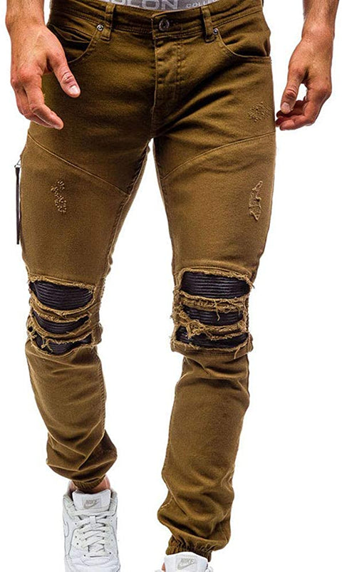 Men's Washed Jeans Hole Trousers Cotton Casual Fashion Pants