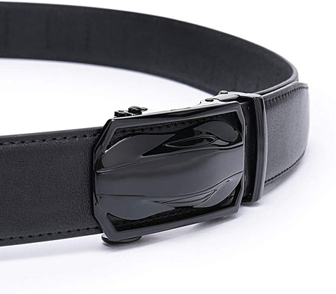 Beltox Men’s Dress Leather Ratchet Slide Belts with Removable Automatic Alloy Buckle 4MM Thick 1 3/8” Wide in Gift Box (Black11, 46"-56" Waist Adjustable) …