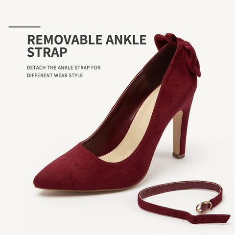 katliu Women's Pointed Toe High Heels Pumps Stiletto Ankle Strap Bow Tie Party Wedding Dressy Pumps Shoes