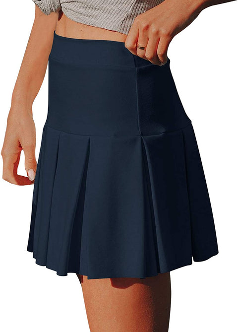 Womens Tennis Skirt with Shorts Pockets Flowy Sports Running Workout Golf Skorts Skirts with Pockets Navy Blue X-Large