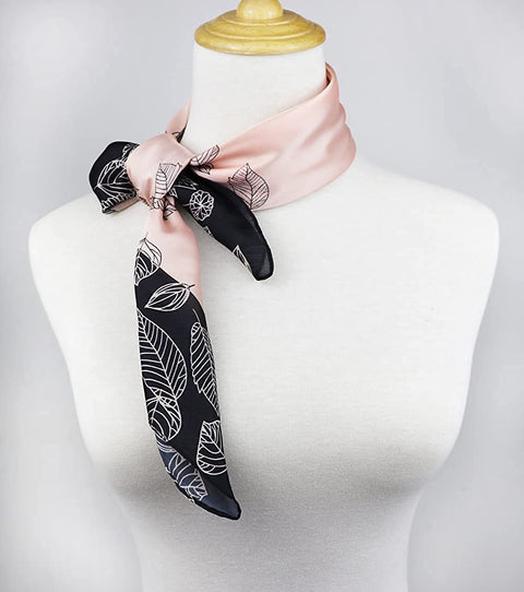 Vabovin 27.5" Silk Feeling Scarf Medium Square Satin Headscarf Fashion Pattern Hair Scarves and Wraps for Women