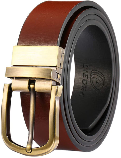 Men's Belt, CIEORA Leather Reversible Belt for Mens Dress Casual Work 1 3/8" Wide with Gift Box(One Piece)