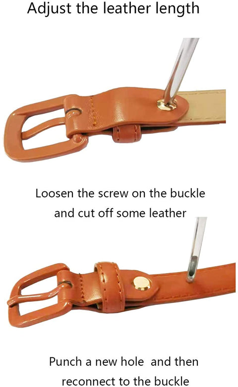 Womens Leather Belt Skinny Belts for Jeans Pants 2pcs pack