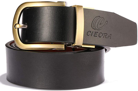 Men's Belt, CIEORA Leather Reversible Belt for Mens Dress Casual Work 1 3/8" Wide with Gift Box(One Piece)