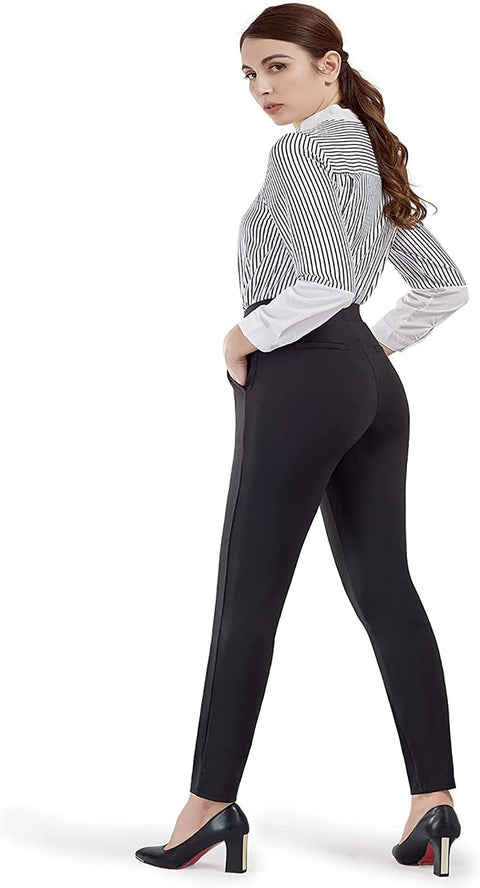 Yoga Dress Pants for Women Skinny Leg Pull on Stretch Work Pants with Pockets