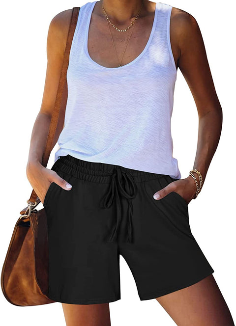 Women's Workout Shorts 5" Hiking Shorts with Zip Pockets Gym Running Athletic Shorts