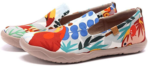 UIN Men's Lightweight Slip Ons Loafers Walking Flats Casual Comfort Art Painted Travel Shoes Tropical Forest