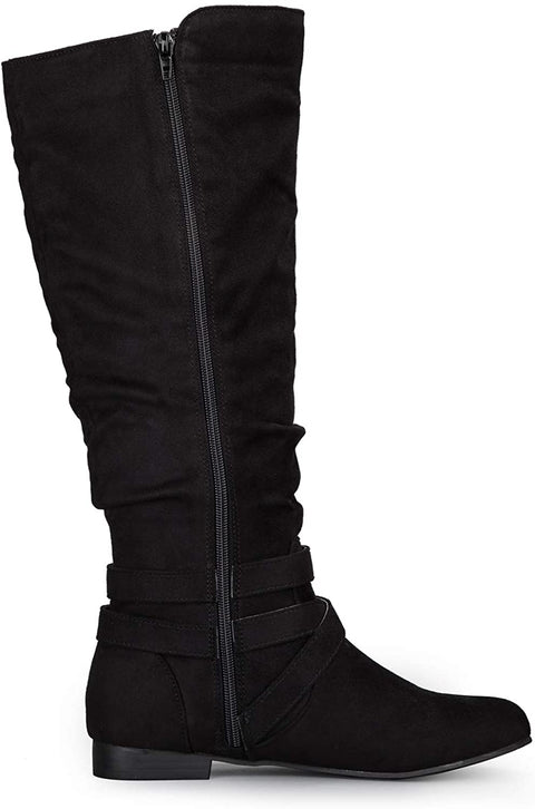 mysoft Women's Knee High Boots Flat Warm Winter Boots with Side Zipper
