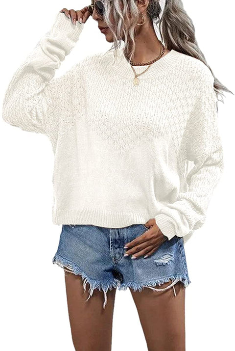 Womens Crew Neck Sweater Long Sleeve Oversized Pullover Sweaters Loose Chunky Knit Tops