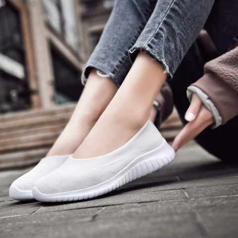 konhill Women's Tennis Walking Shoes Breathable Casual Work Slip-on Sneakers
