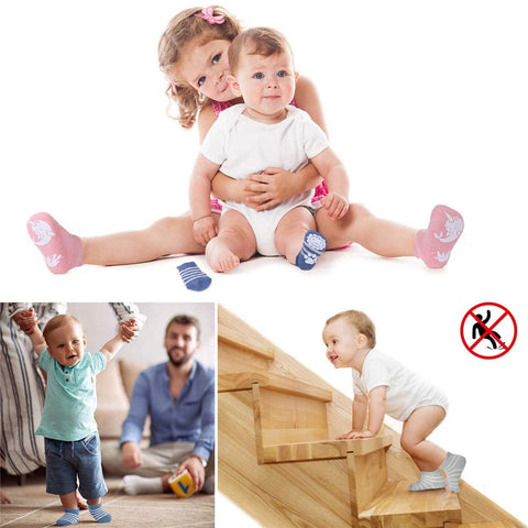 Ozaiic Baby Non Slip Grip Ankle Socks with Cushion for Newborn Toddler Boy Girl