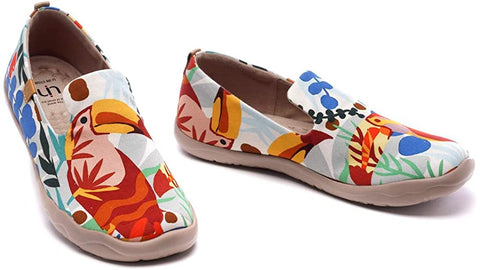 UIN Men's Lightweight Slip Ons Loafers Walking Flats Casual Comfort Art Painted Travel Shoes Tropical Forest