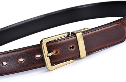 Beltox Men’s Belts Reversible Leather 1.25” Wide 1 for 2 Rotate Buckle Gift Box