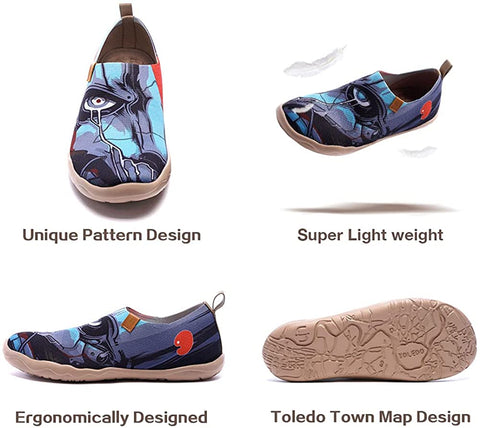 UIN Men's Loafers Lightweight Knitted Sneakers Walking Casual Slip Ons Funny Style Art Painted Travel Shoes