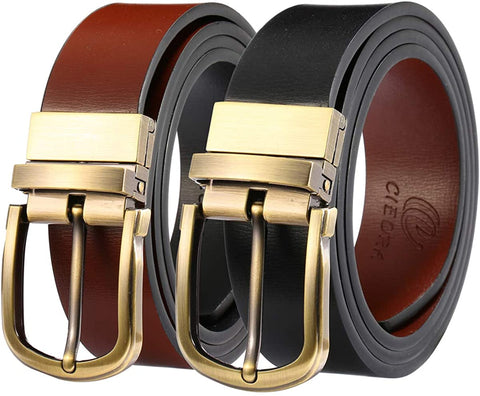Men's Belt, CIEORA Leather Reversible Belt for Mens Dress Casual Work 1 3/8" Wide with Gift Box(One Piece)