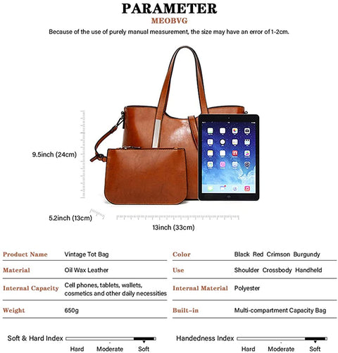 Meobvg Purses and Handbags for Womens PU Leather Top Handle Satchel Tote Shoulder Wallets Work Crossbody Bag Set 2pcs
