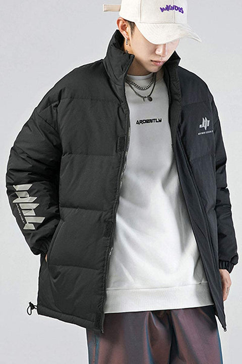Men's Classic Reflective Shell Quilted Coat Casual Cotton Padded Outdoor Jacket