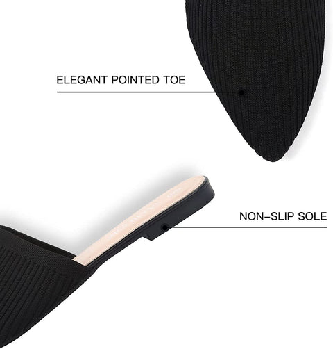 Samilor Mules for Women Slip On Pointed Toe Womens Mules Breathable Mesh Flat Mules for Women Lightweight Women's Mules & Clogs