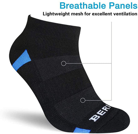 BERING Women's Low Cut Athletic Cushioned Running Socks (6 Pairs)