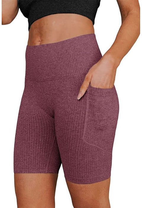 Women's High Waisted Seamless Biker Shorts Tummy Control Butt Lifting Gym Workout Yoga Leggings with Pocket