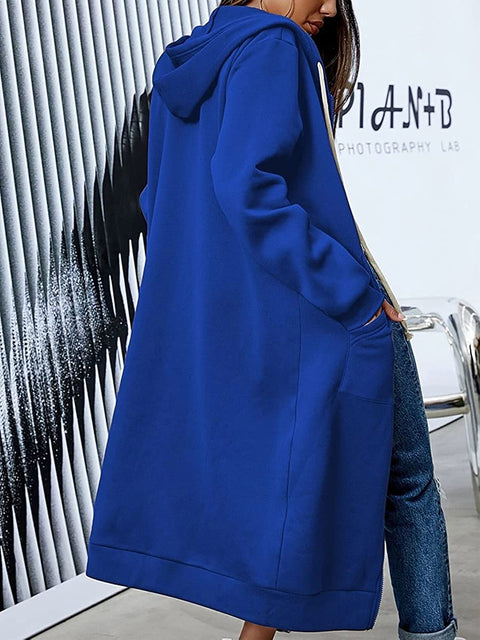 Dyexces Zip Up Hoodie Women Casual Pockets Tunic Sweatshirt Long Hoodie Jacket