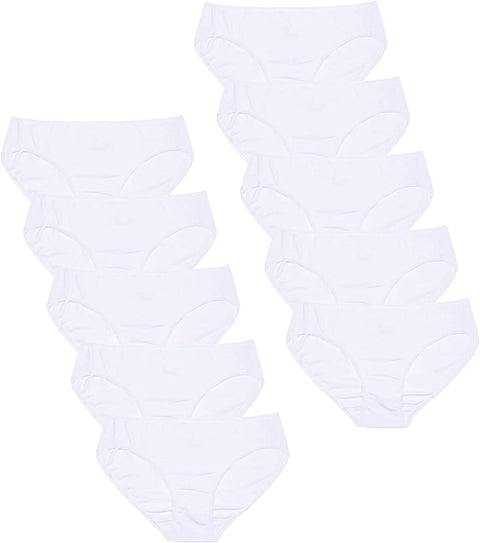 Women's 10-Pack Bikinis Cotton Panties Soft Stretchy Underwear