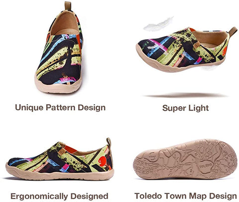 UIN Men's Lightweight Slip Ons Loafers Walking Sneakers Casual Comfort Art Painted Travel Shoes Stripe Affair